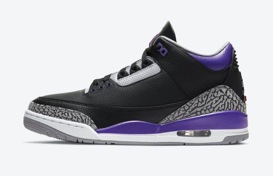 Jordan 3 Retro Black Court Purple Mens Style : Ct8532-050