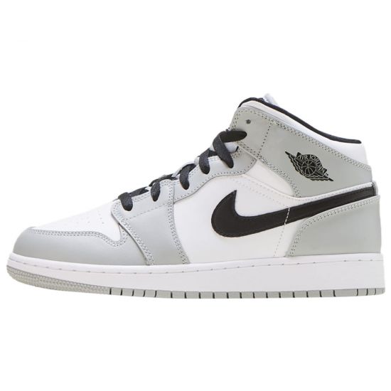 Jordan 1 Mid Light Smoke Grey Big Kids Style : 554725-092