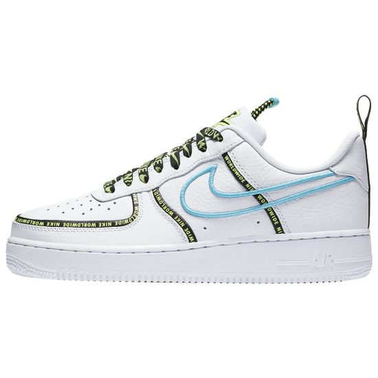 Nike Air Force 1 Low Worldwide White Blue Fury Volt Mens Style : Ck7213-100