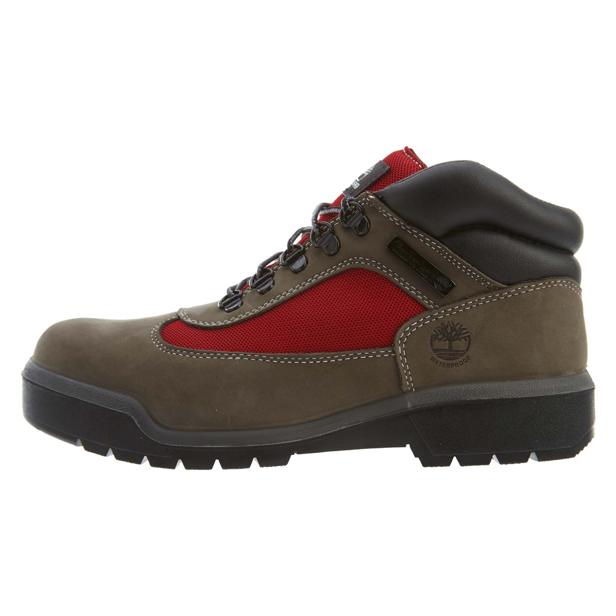 timberland field boots red