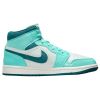 Air Jordan 1 Mid Se Chenille Swooshes And Bleached Turquoise Animate Womens Style : Dz3745